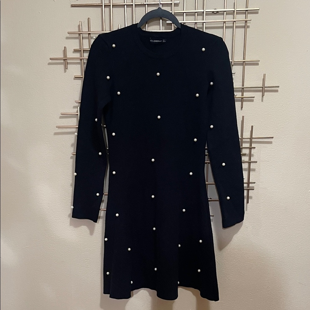 Zara Knit Dress with Pearl Accents